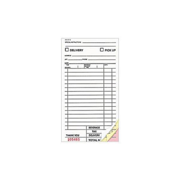 Rdw 3-Part Padded Large Take-Out/Delivery Guest Checks, 250 Count, PK8 3168PAD